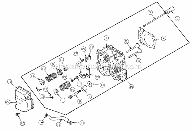 Cylinder Head, Valve, And Breather Diagram and Parts List for 4815F 556C465M100 Cub Cadet Lawn Mower